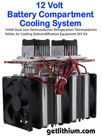 12 Volt battery cooling system - complete with programmable monitor, temperature probe with 6 feet of wire, 144 Watt Peltier style refrigeration unit and 12 Volt relay.