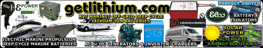 Get Lithium.com offers all the Lithionics Battery deep cycle, house power and engine starting lithium ion batteries for cars, trucks, sailboats, yachts, car racing, RV buses and campers, Marine, backup or emergency power, solar power generation and much more.