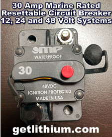 Vertex Marine resettable marine circuit breakers for up to 48 Volts for yachts and RV.