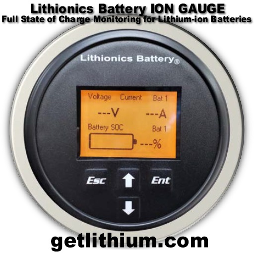 Lithionics SOC gauge for full lithium-ion battery system monitoring