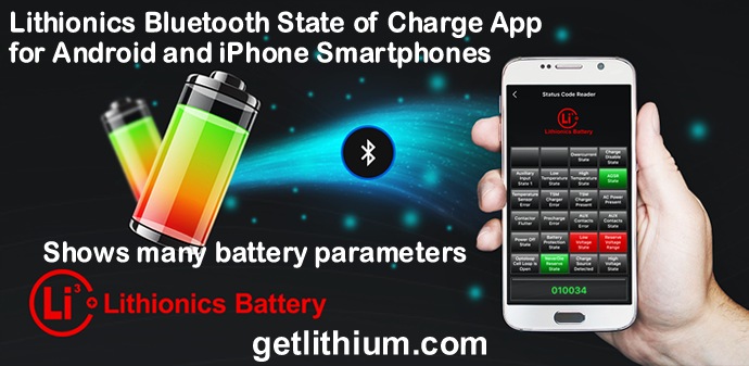 Lithionics Bluetooth State of Charge App for Android and iPhone Smartphones