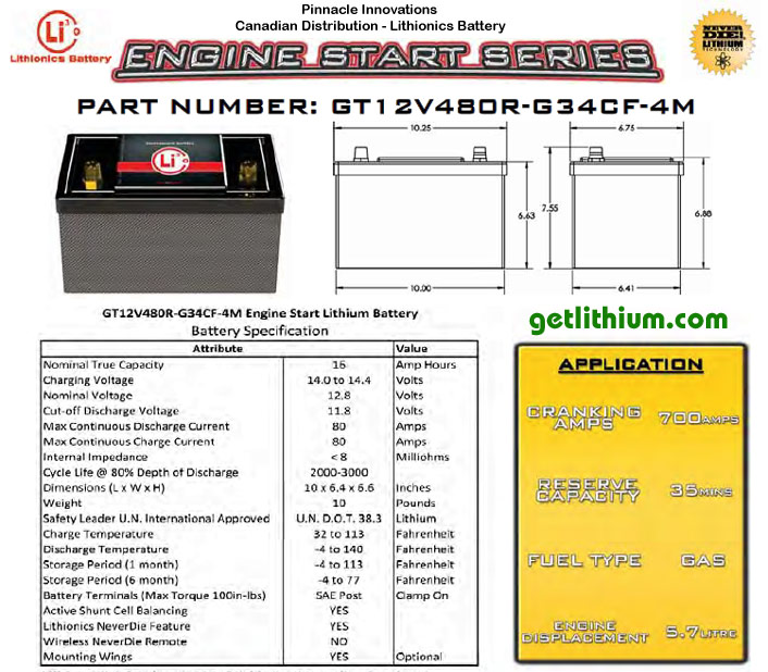 12 volt high performance engine starting lithium-ion battery: light weight, super safe, powerful and compact lithium ion battery