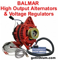 High output alternators by Nations, DC Power, Balmar and others with external voltage regulators