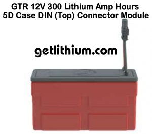 Lithionics 12 Volt GTR Series lithium-ion battery module with 300 Amp hours capacity with top cables