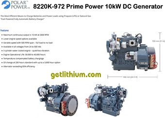 Polar Power Natural Gas powered 10kW DC generator model 9220K-972
