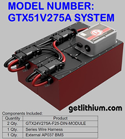 Lithionics Battery GTX 275 amp hour 51 Volt DC lithium-ion battery system with Battery Management System box.