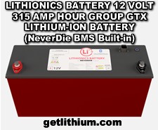 Click here for this popular powerful and compact Lithionics lithium-ion GTX Series battery with internal BMS, 315 Amp hours capacity and automated internal battery heater