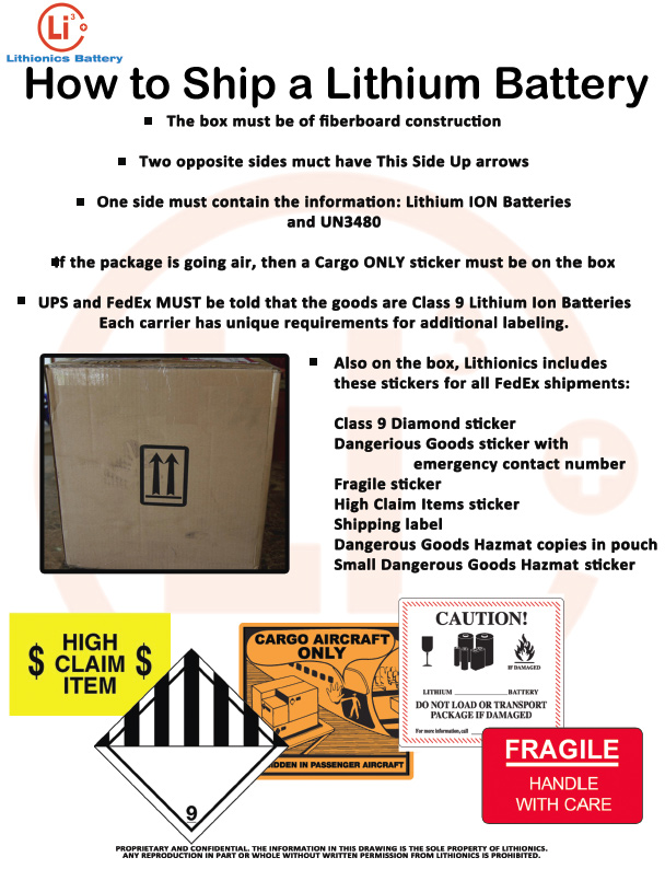 Lithium ion vehicle battery info sheet