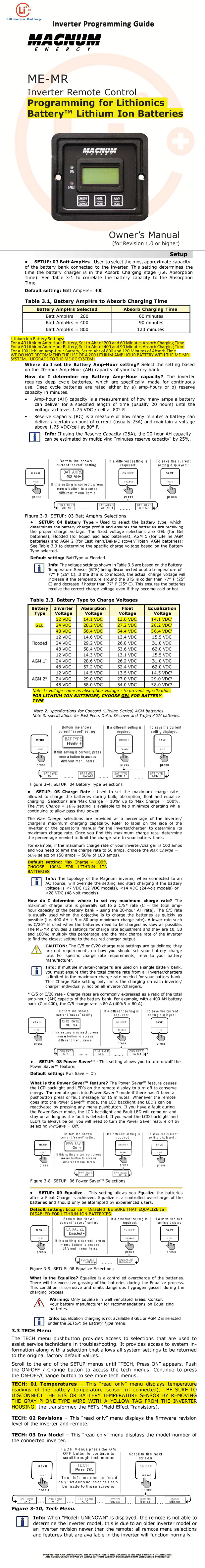 Lithium ion vehicle battery info sheet