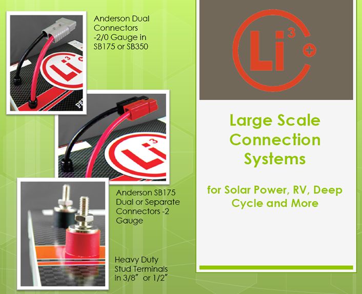 Large scale connection systems for solar power, RV, Deep Cycle