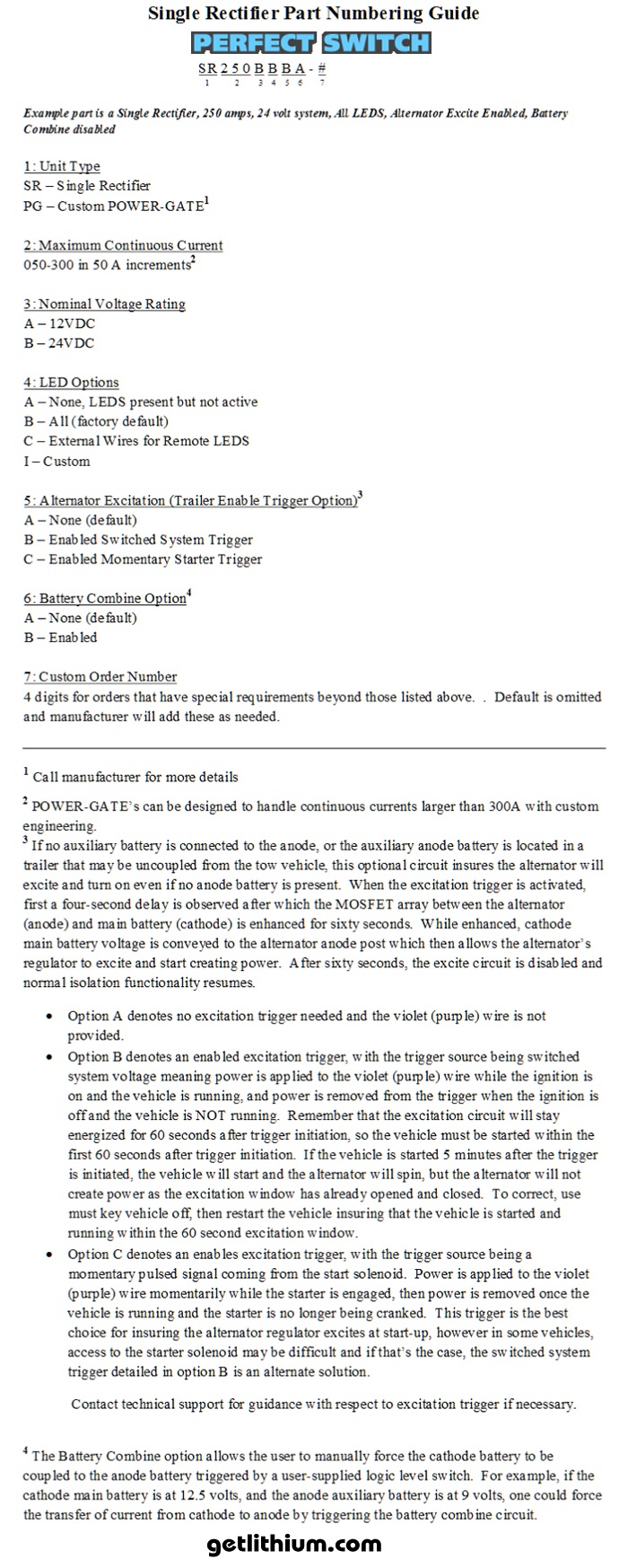 Single Rectifier Part Numbering Guide