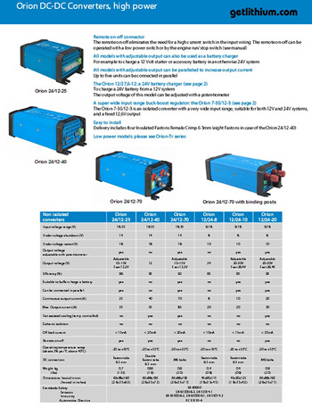 Victron Orion DC to DC converters