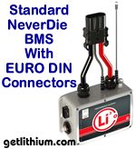 Lithionics Standard Series NeverDie Battery Management System box (BMS) with State of Charge Kit sending unit built-in and plug and play EURO DIN connectors