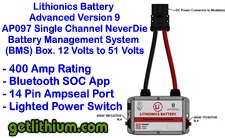 Lithionics Standard Series NeverDie Battery Management System box (BMS) rated at 400 Amps with plug and play EURO DIN connectors