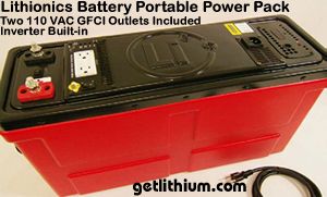 Lithium ion backup battery with GFCI outlets and built-in inverter