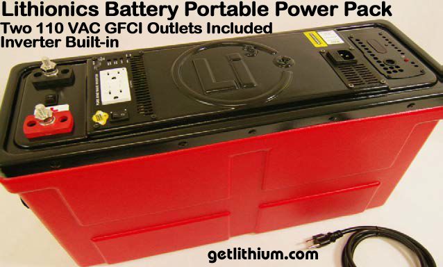 110 Volts AC mobile power pack battery with 2 GFCI outlets and pure sine wave inverter built in