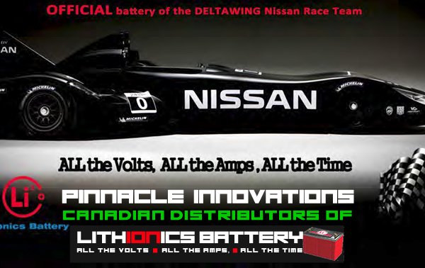 Lithionics lithium ion batteries are the official battery of the DELTAWING Nissan Race Team