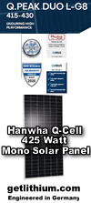 Click here for a larger graphic of the Hanwha Q-Cell high efficiency, affordable mono solar panel