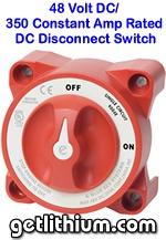 Click here for a larger image of the 48 Volt marine DC Disconnect Switch that is made by Blue Sea Systems