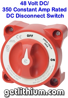 Click here for a larger image of the 48 Volt marine DC Disconnect Switch that is made by Blue Sea Systems