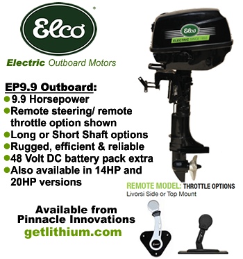 Elco EP-10 electric outboard motor - Click for details on this 10 horsepower electric outboard engine...