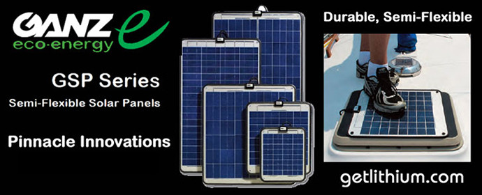 Ganz eco-energy semi-flexible solar panels: thin, durable and lightweight 6 watt, 12 watt, 30 watt, 40 watt and 55 watt solar panels for RV, Marine, Traffic signs and more