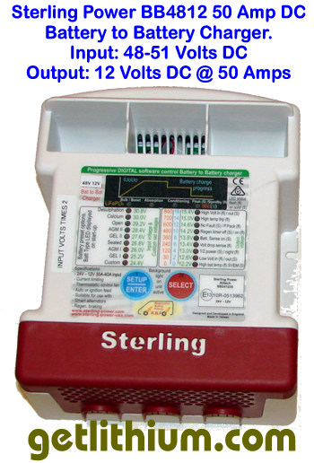 Sterling Power BB4812 48 to 51 Volt to 12 Volt DC battery to battery charger. 50 Amps output.