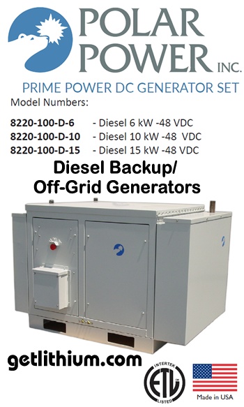 Polar Power diesel back power or off-grid  power DC generator