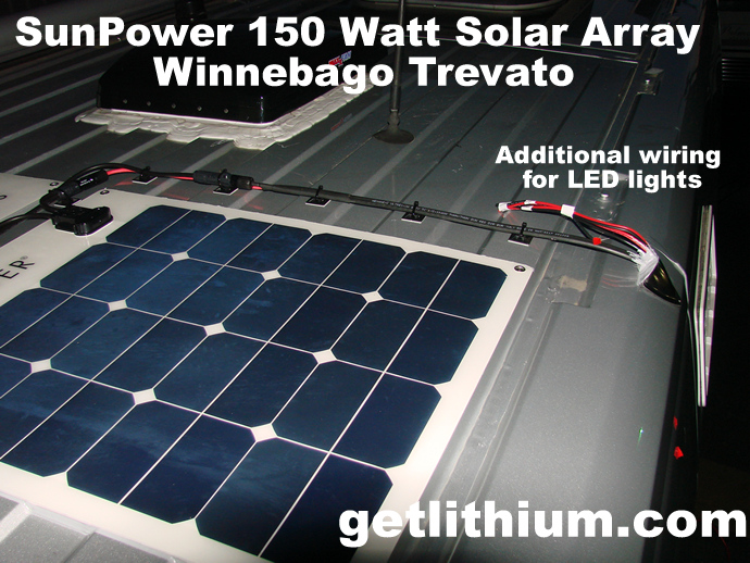 SunPower 50 Watt solar panels installed on a Winnebago Trevato recreational vehicle