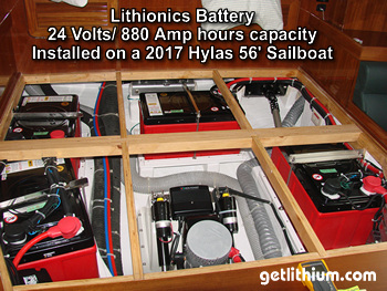 Lithionics lithium-ion battery system and BMS installed on a 2017 Hylas 56' sailboat