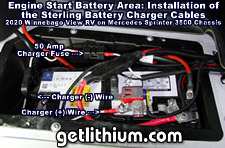 Part of the installation is running two new power cables with an inline 50 Amp fuse from the  engine start battery to where the Sterling BB1230 smart battery charger is located.