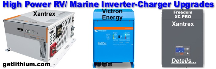 Victron Energy, OutBack 
		Power, Magnum energy and Xantrex inverter-charger 
		system upgrades for Coachmen Galleria 
		Mercedes-Benz Sprinter van RV conversions 
		and marine.